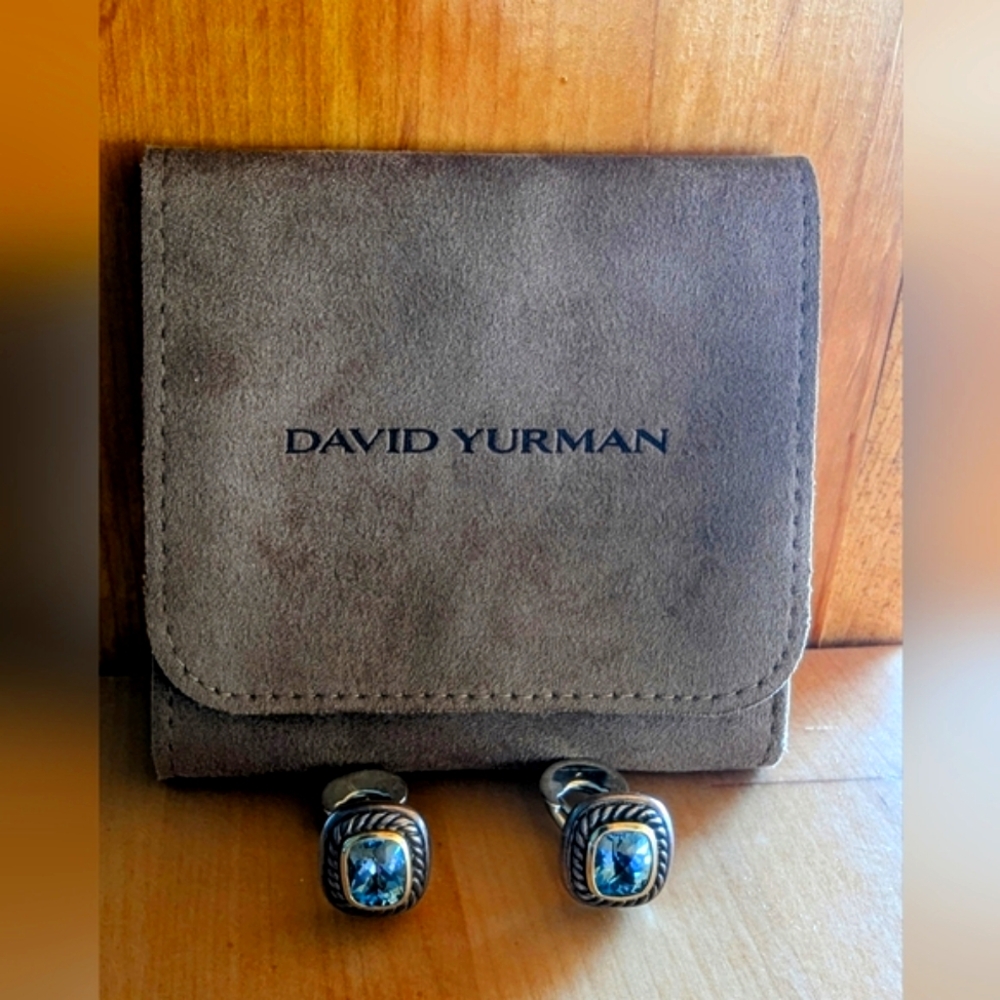 David Yurman Sterling Silver and Blue Topaz Earrings